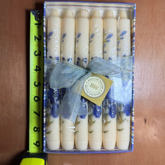 Rosalind Walshe Blue Garden Taper Candle Set Floral Design Gift - Picture 1 of 5